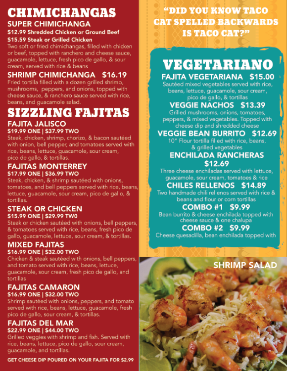 MMBG Sizzling Fajita Menu - Monterrey Mexican Bar & Grill